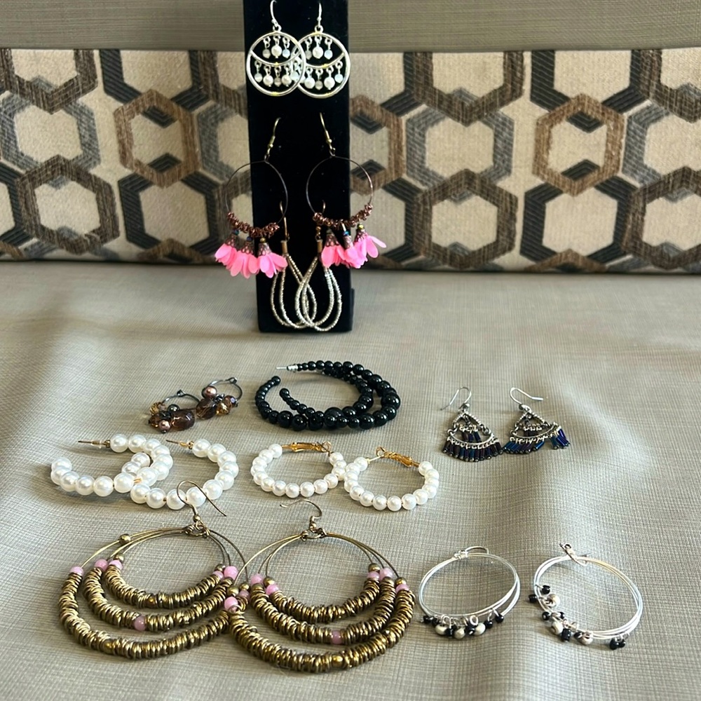 Beaded hoop earrings lot of 10